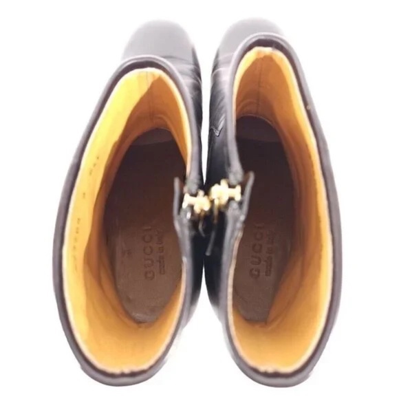 Gucci Black Bonny Leather Logo Zipper Boots Size 9 - Picture 8 of 8